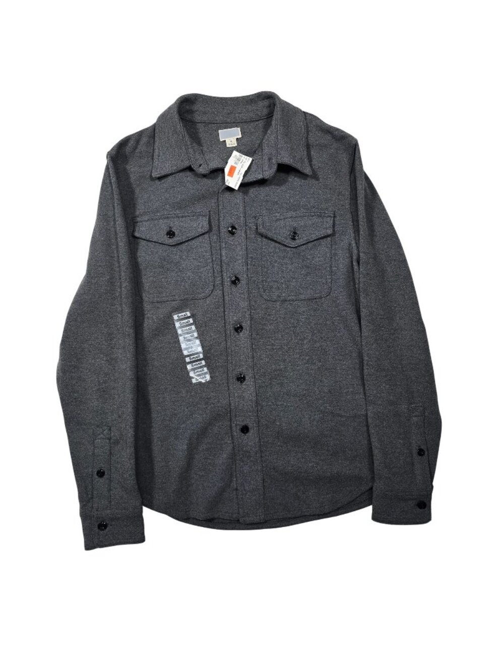 Dark Gray Mens‎ Button-Up Long-Sleeve Shirt With Dual Chest Pockets - Size Small
